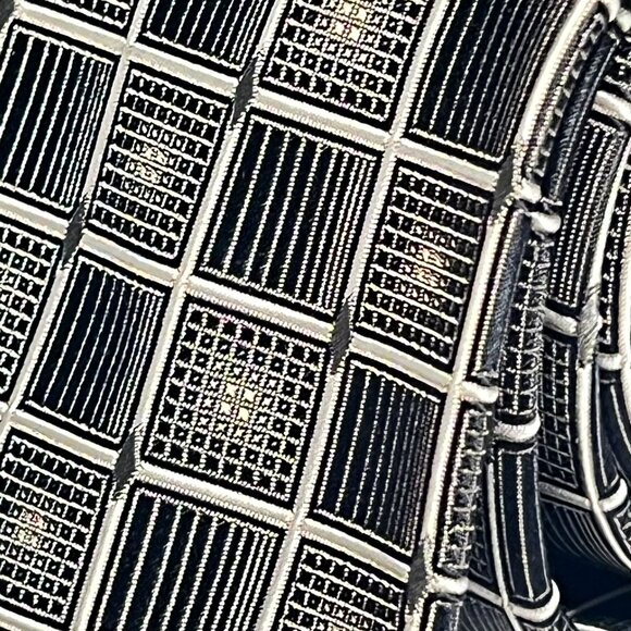 Bruno Piattelli - Men's Neck Tie - Black & Brown Squares - Pure Silk Handmade - Picture 3 of 8